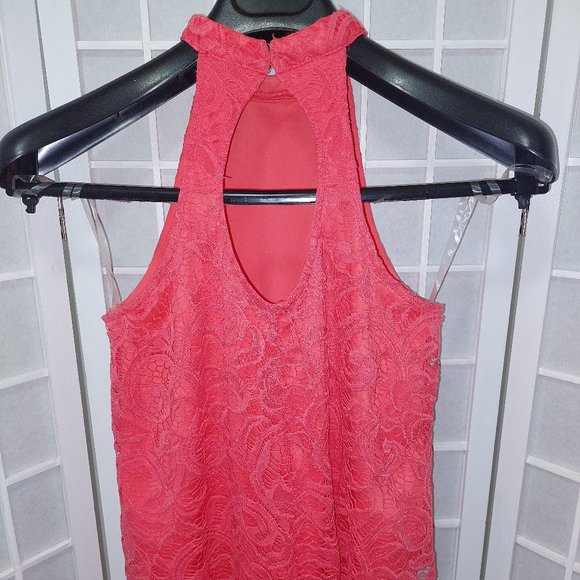 Lace Halter top Watermelon pink - Picture 2 of 8